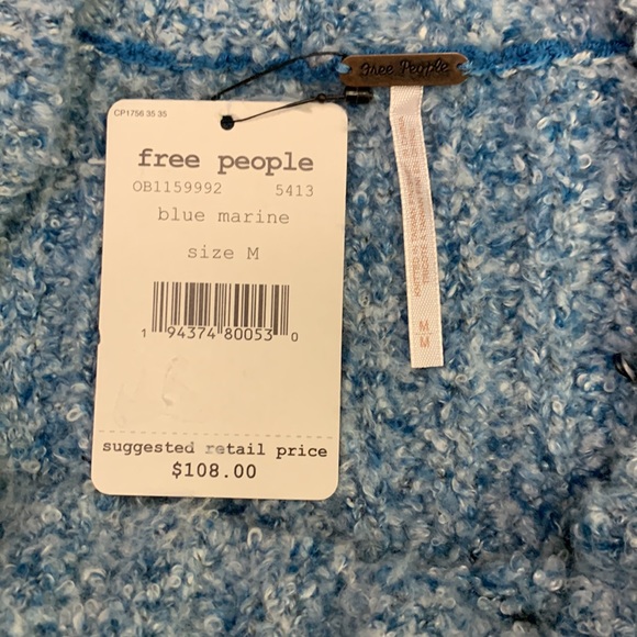 Free People Avalon cropped pull over sweater blue marine size medium - Picture 8 of 9